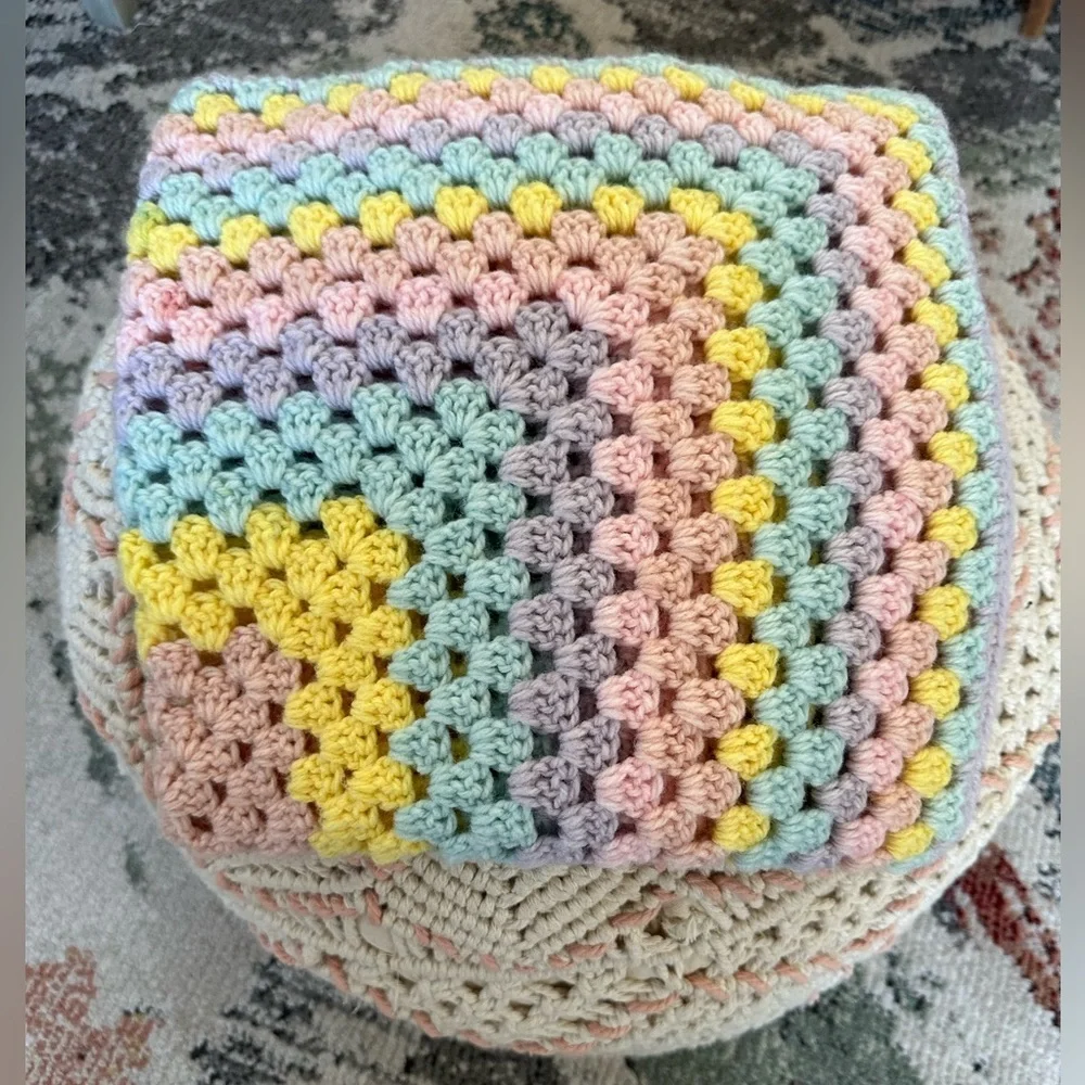 Handmade Brilliant Pastel Baby Girl Crochet Blanket Granny Square Baby Gift